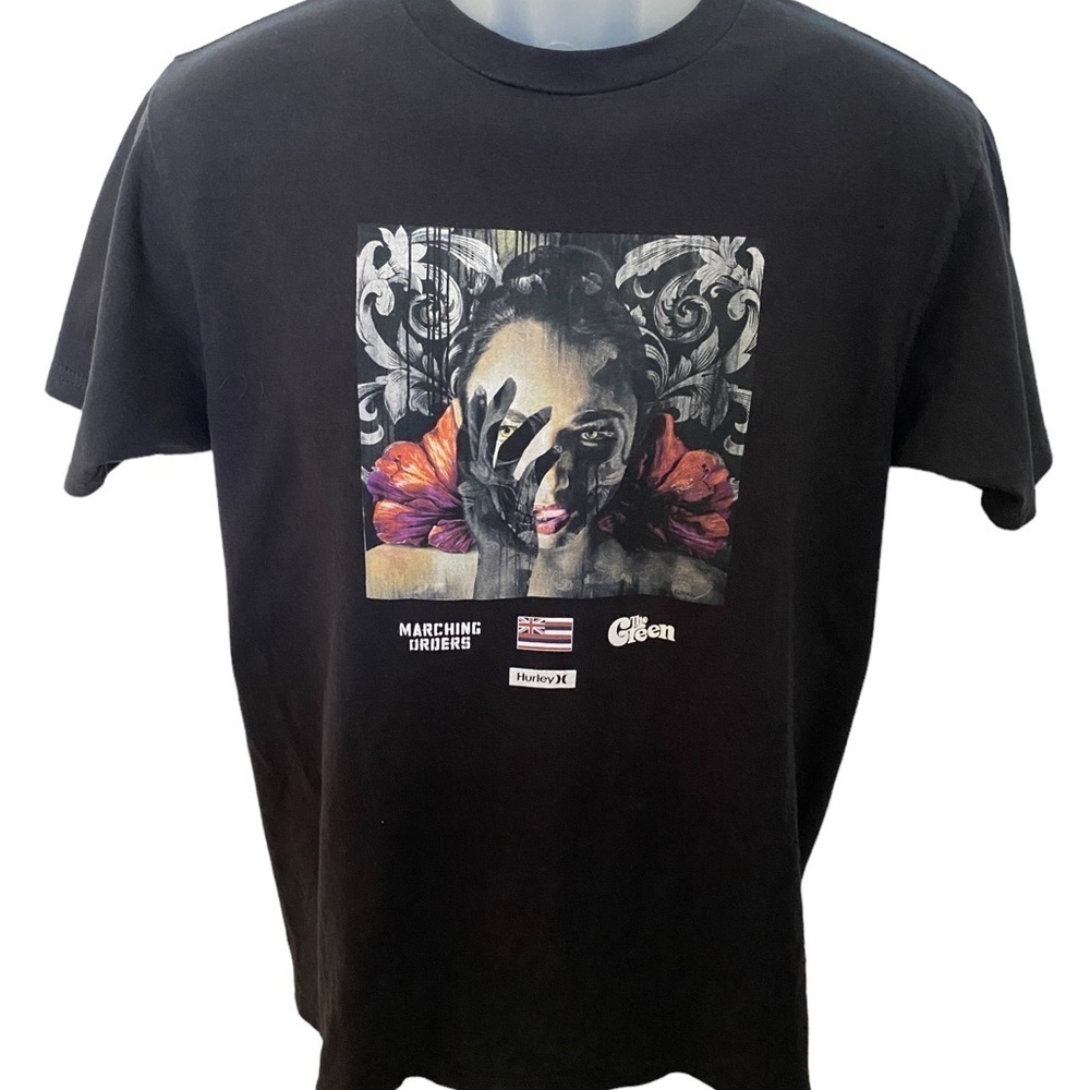 HURLEY “Marching Orders” The Green Tee Shirt Men M Medium